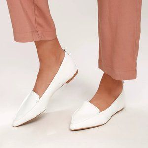 Lulus Emmy White Pointed Loafers Size 9